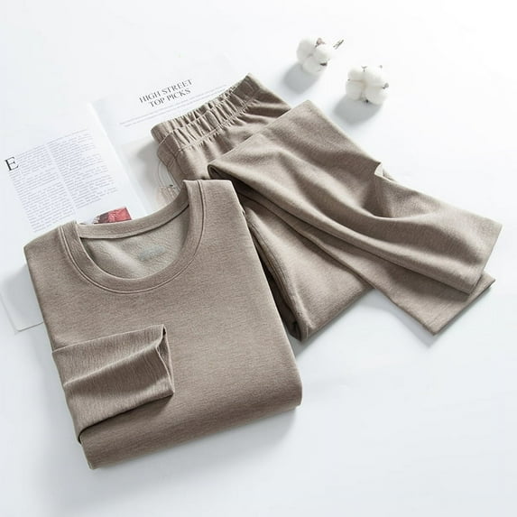 New Men's Colorful Velvet Thermal Underwear Slim Round Neck Long Sleeve Pants Thermal Underwear Set 3XL