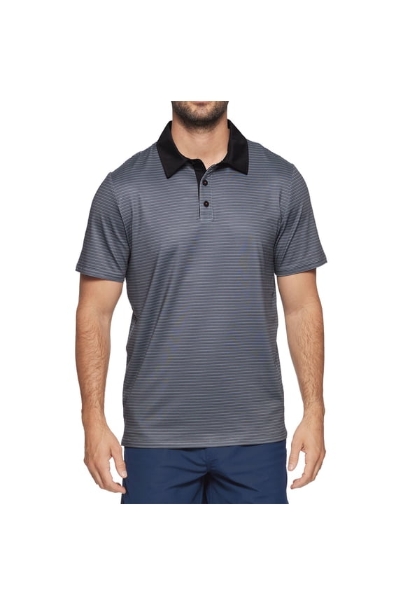 New Men's Flag & Anthem Kiawah Mini Stripe Performance Polo Black Medium
