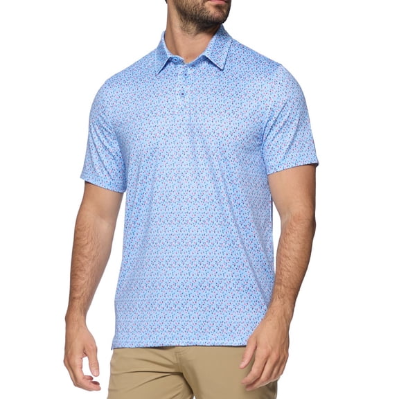 New Men's Flag & Anthem Santee Fern Print Performance Polo Blue XL