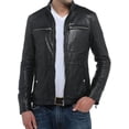 thumbnail image 1 of New Men's Genuine Black Lambskin Leather Slim Fit Biker Motorcycle Jacket For Men A755, 1 of 3