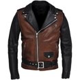 thumbnail image 1 of New Men's Genuine Lambskin Brown and Black Leather Slim Fit Biker Motorcycle Jacket For Men A634, 1 of 2