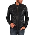 thumbnail image 1 of New Men's Genuine Lambskin Leather Jacket Black Motorcycle Biker Jacket A827, 1 of 4