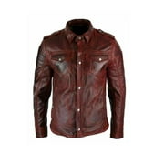 SBL SOUTH BEACH LEATHER New Men's Genuine Lambskin Leather Shirt Jacket Stylish Soft Slim Fit Vintage Leather Jacket Red Biker Jacket
