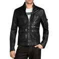 thumbnail image 1 of New Men's Genuine Lambskin Leather Slim Fit Biker Motorcycle Jacket For Men A083, 1 of 3