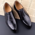 thumbnail image 1 of New Men's Leather Shoes Casual Oxford Business Work Shoes Black Coffee Lace-up Handmade Man Shoe High Quality Designer Black 8.5, 1 of 5