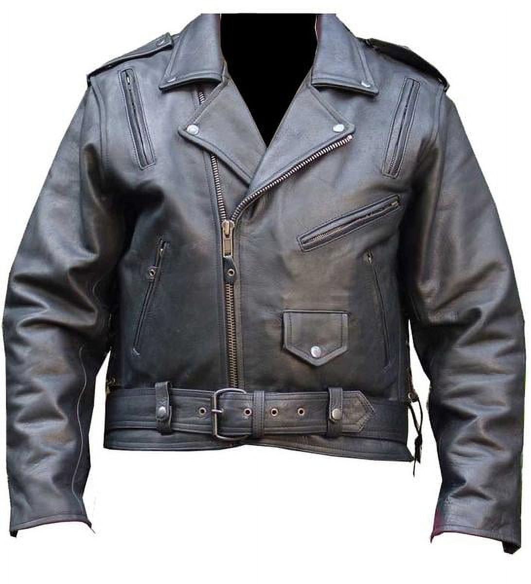 New Men s Motorcycle Leather Biker Classic Jacket Removable Liner