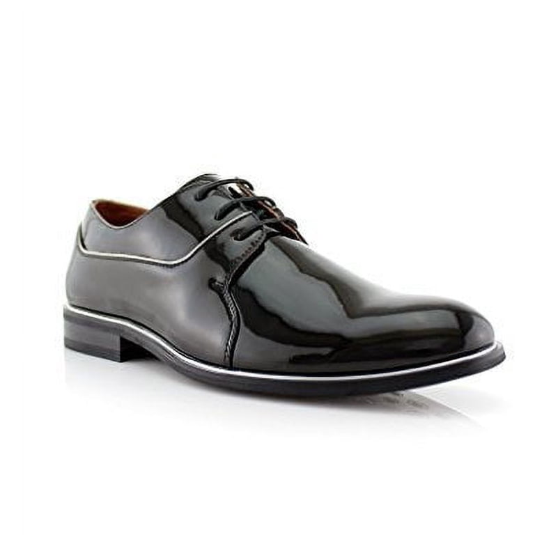 Patent black male tie up dress shoes Oxford Lace-up (Black, Patent Leather) Men main image 4