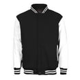 thumbnail image 1 of Men's Classic Snap Button Vintage Baseball Letterman Varsity Jacket (Black White, XS), 1 of 2