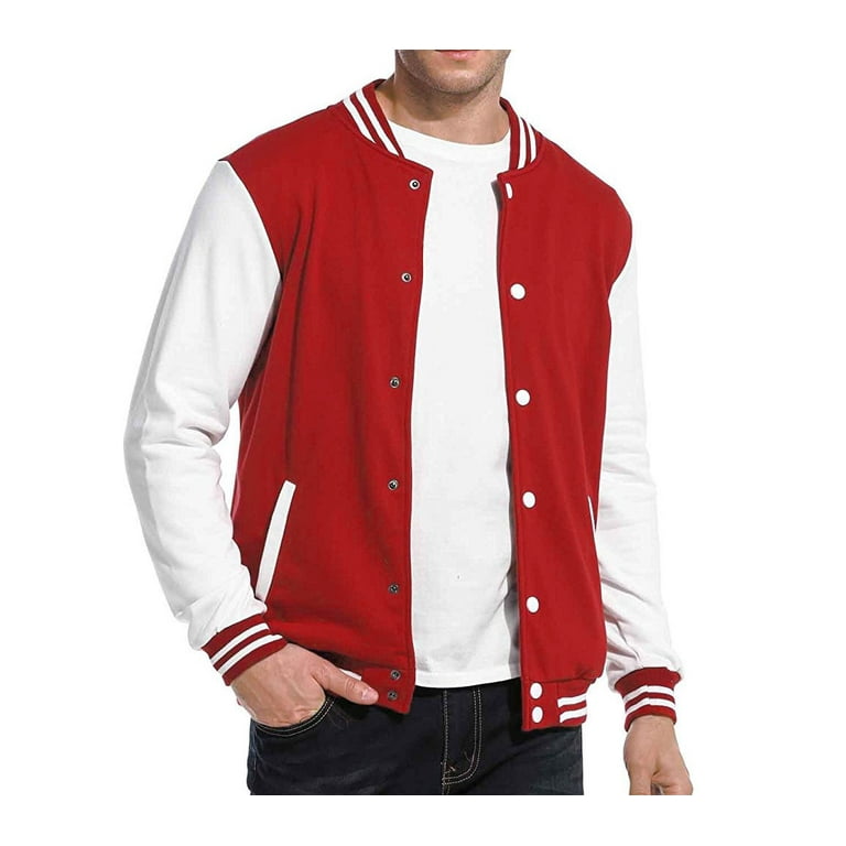 Red baseball jacket mens 2025