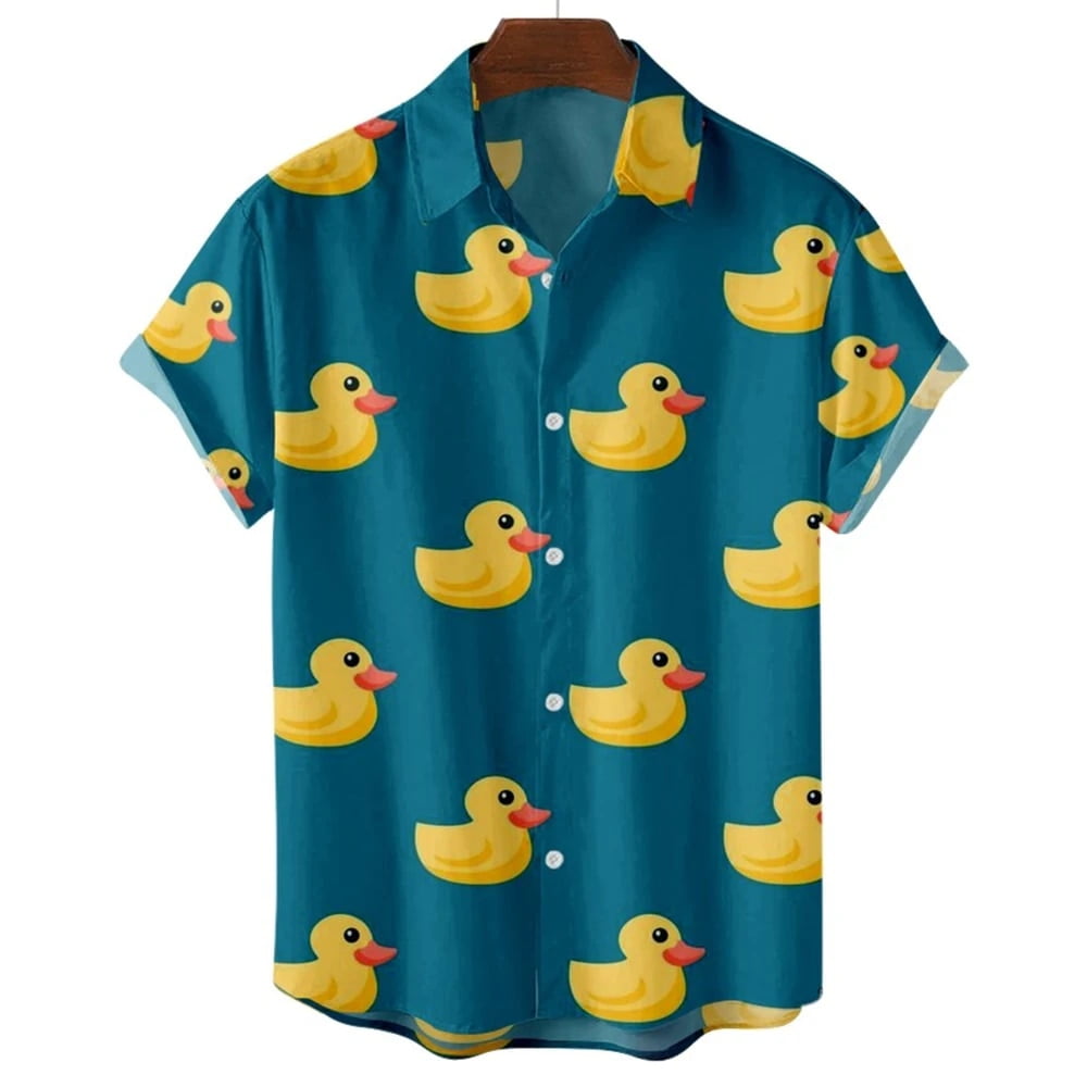 New Men's Shirt Little Yellow Duck Hawaiian Beach Tops Funny Short ...