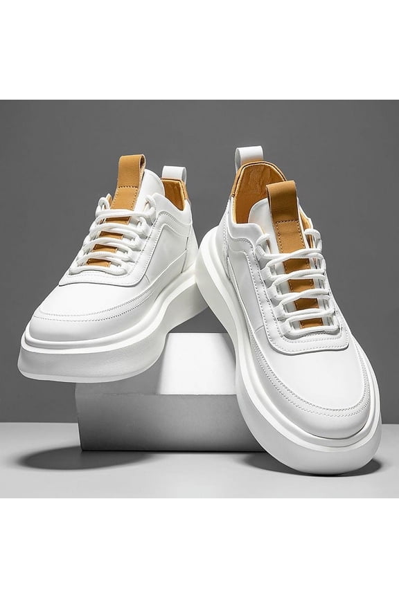 New Men's Shoes Breathable Trendy All-match Sneakers Inner Heightened Casual Shoes Vulcanized White Shoes Men