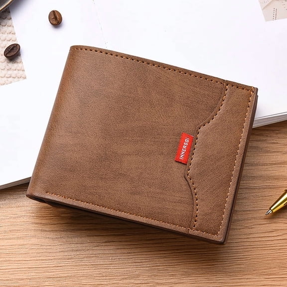 New Men's Short Wallet European and American Splicing Fashionable Men's Wallet Zipper Change Bag Multi-card Card Bag 2025