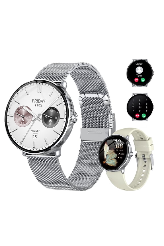 New Women's Smartwatch for Android and Iphone, 1.19" HD Fitness Tracker, 120+ Sports Modes, Fitness Watch with Answer/Make Calls/Message Reminder, IP68 Waterproof Smart Watches with Steel Band, Gift