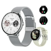IKT New Women's Smartwatch for Android and Iphone, 1.19" HD Fitness Tracker, 120+ Sports Modes, Fitness Watch with Answer/Make Calls/Message Reminder, IP68 Waterproof Smart Watches with Steel Band, Gift