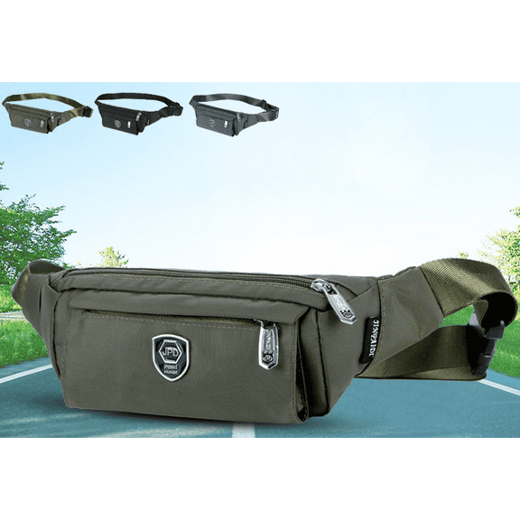 New Men's Sports And Leisure Nylon Waist Bag Single Shoulder,Black