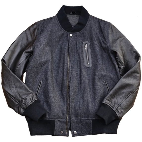 New Men's Spring Autumn Fall Coat Male Baseball Jacket Genuine Cow Leather Wool Blended Patchwork Grey Black Plus Big Oversized 2XL 3XL 4XL 5XL XXXXXL,Grey,3XL