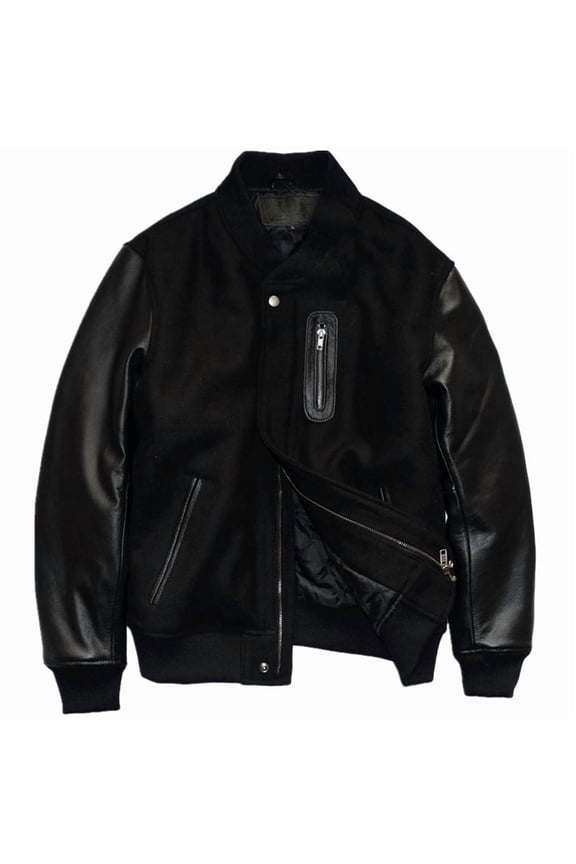 New Men's Spring Autumn Fall Coat Male Baseball Jacket Genuine Cow Leather Wool Blended Patchwork Grey Black Plus Big Oversized 2XL 3XL 4XL 5XL XXXXXL,Black,3XL