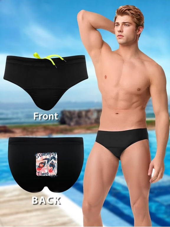 New Men's Stylish Printed Bikini Swimsuit - Low Waist Fashion Beach Swimming Pants