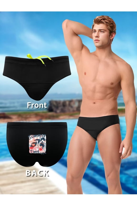 New Men's Stylish Printed Bikini Swimsuit - Low Waist Fashion Beach Swimming Pants