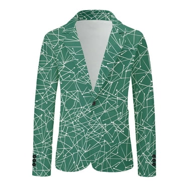 New Men's Suit Street Trend Full Patchwork Color Printed Jacket With Pockets Casual