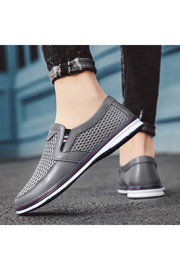 New Men's Summer Mesh Shoes, Lightweight and Comfortable Soft-Sole Loafers. Breathable Mesh Design Prevents Stuffy Feet. Casual Men's Shoes Available in Black, , and Gray. Sizes 38-44