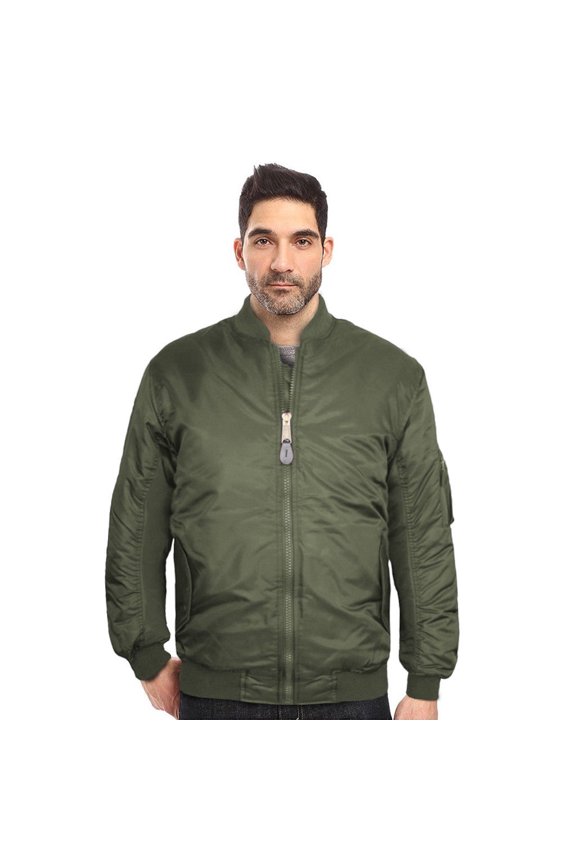 New Men's USA Premium Padded Water Resistant Reversible Flight Bomber Jacket (Green,2XL)