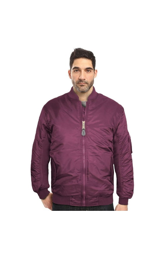 New Men's USA Premium Padded Water Resistant Reversible Flight Bomber Jacket (L,Burgundy)