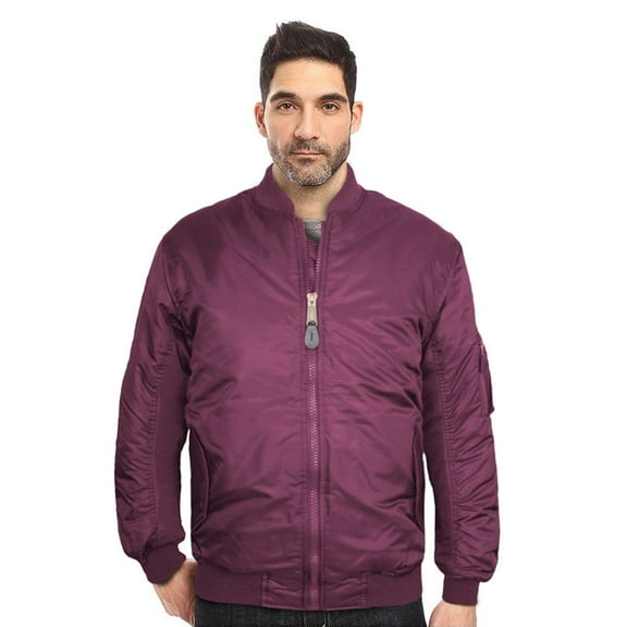 New Men's USA Premium Padded Water Resistant Reversible Flight Bomber Jacket (M,Burgundy)