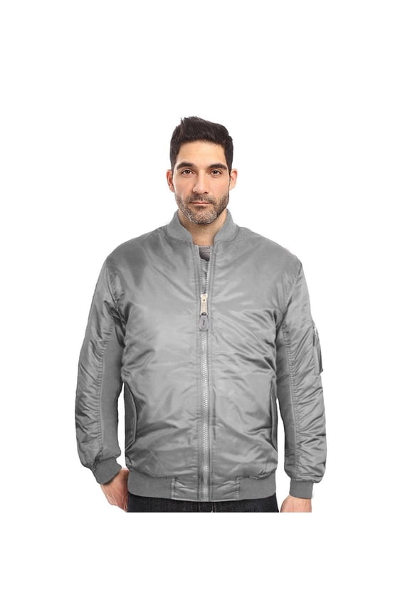 New Men's USA Premium Padded Water Resistant Reversible Flight Bomber Jacket (S,Gray)
