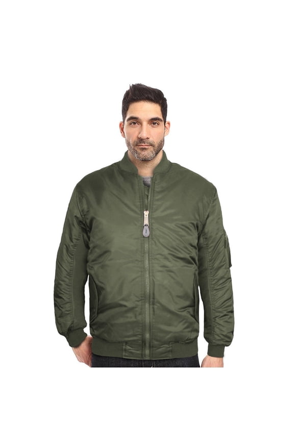 New Men's USA Premium Padded Water Resistant Reversible Flight Bomber Jacket (S,Green)