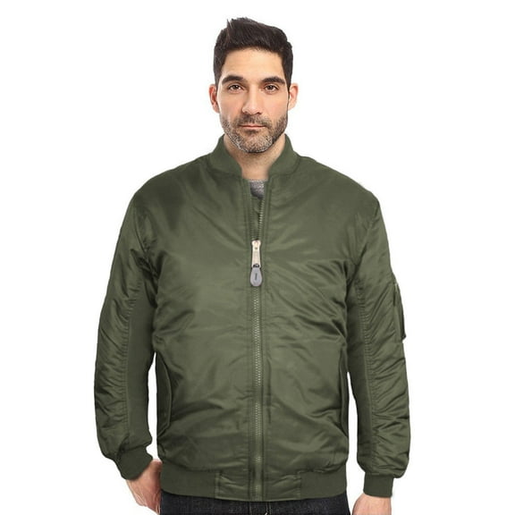 New Men's USA Premium Padded Water Resistant Reversible Flight Bomber Jacket (XS,Green)