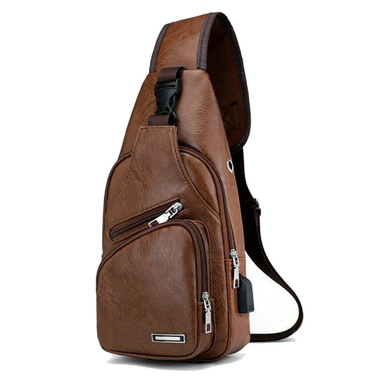 Shoulder Bag for Mens Small Leather Crossbody Pack Outdoor Travel Business  PU