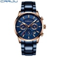 thumbnail image 1 of New Men’s Watch 304L Steel Case Stainless Steel Band Crrju Top Luxury Brand Chronograph Quartz Wristwatch Blue/Black/Rose Gold, 1 of 5