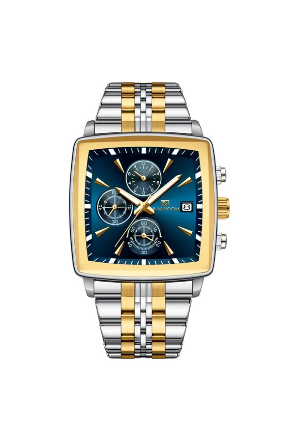 New Men's Watch Multi-Function Chronograph Business Men's Watch Waterproof Luminous Calendar Three Eyes Six Hands Steel Band Men's Quartz Wristwatch