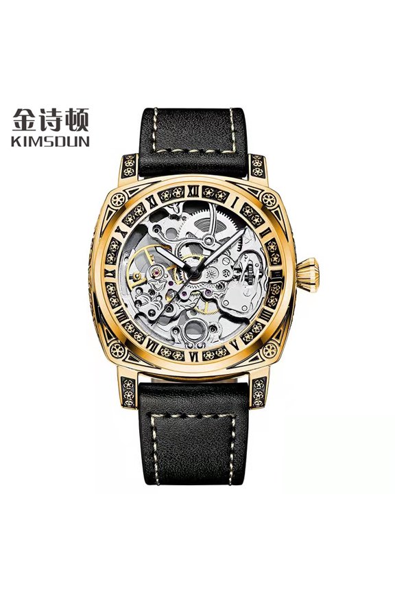 New Men's Watch with Double-Sided Hollow Design, Fully Automatic Mechanical, Vintage Engraved, Luminous Men's Wristwatch
