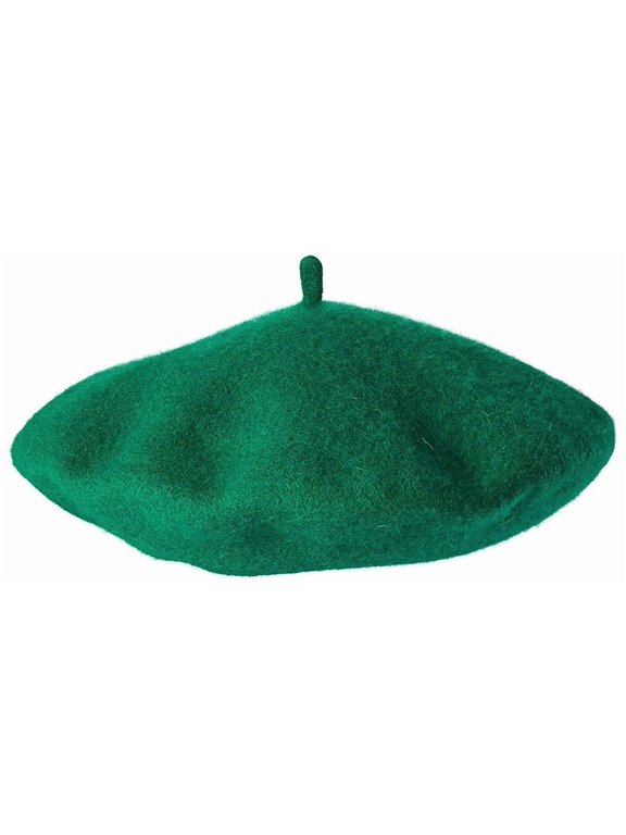 Wool Felt French Beret Artist Tam Hat Costume Accessory Colors Black Red Green