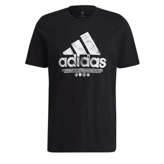 New Men's adidas Logo Printing Pattern Crew Neck Short Sleeve Black T-Shirt