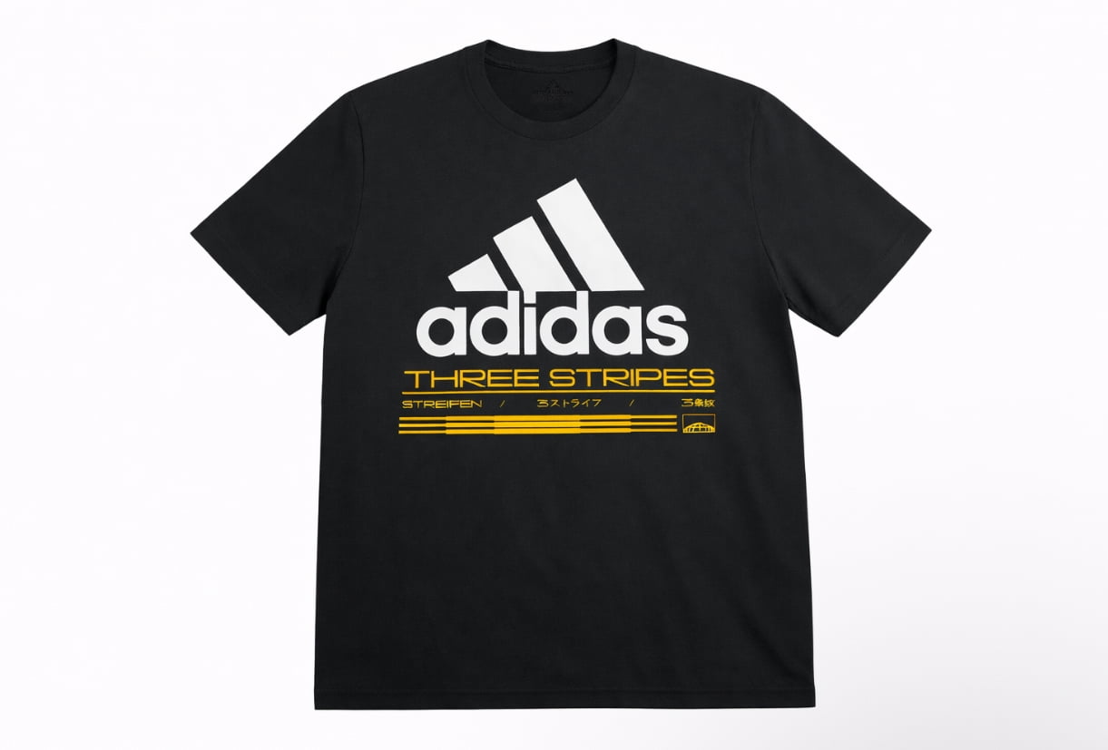 New Men's adidas Logo Printing Pattern Crew Neck Short Sleeve Black T-Shirt