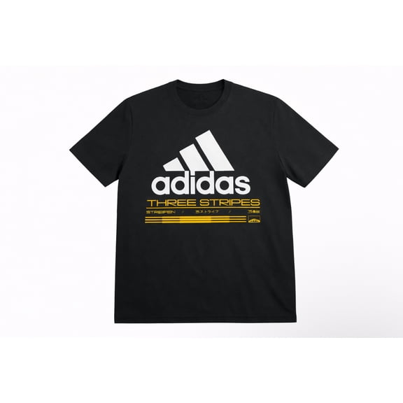 New Men's adidas Logo Printing Pattern Crew Neck Short Sleeve Black T-Shirt