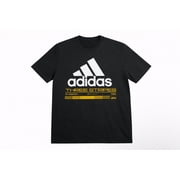 New Mens adidas Logo Printing Pattern Crew Neck Short Sleeve Black T-Shirt