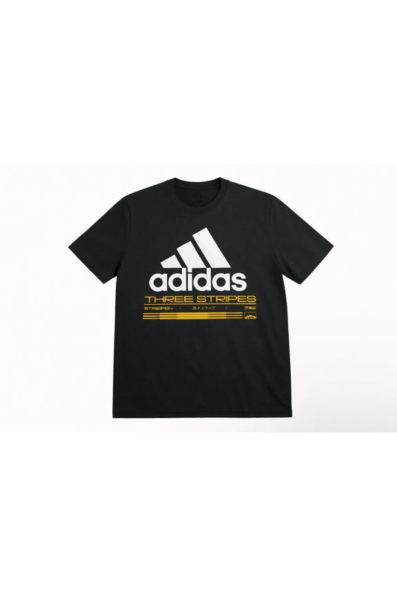 New Men's adidas Logo Printing Pattern Crew Neck Short Sleeve Black T-Shirt