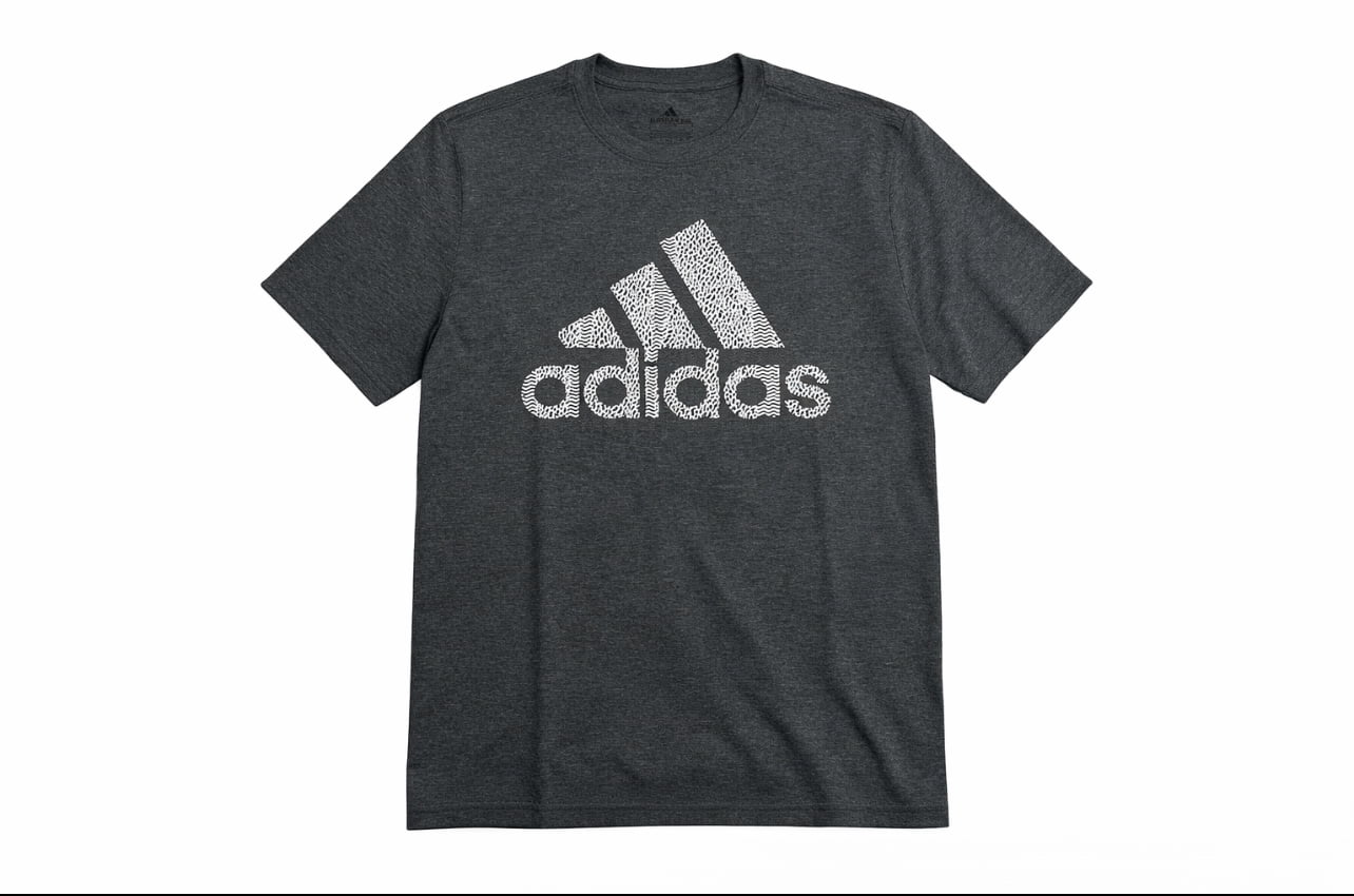 New Men's adidas Logo Printing Pattern Crew Neck Short Sleeve Black T-Shirt