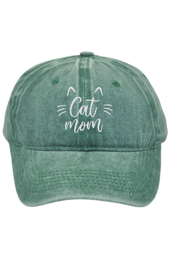 New Men's and Women's Letter Cat Mom Embroidered Washed Baseball Cap Outdoor Sports Washed Cotton Sun Hat Fashion