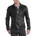 thumbnail image 1 of New Mens Black Leather Jacket Slim Fit Biker Motorcycle Genuine Leather Coat A396, 1 of 3