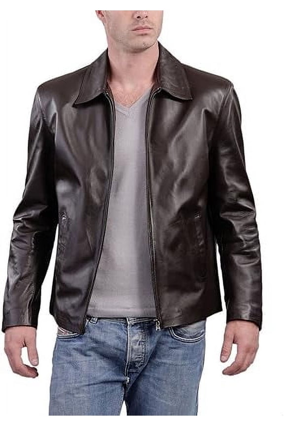New Mens Brown Leather Jacket Slim fit Biker Motorcycle Genuine lambskin jacket A372