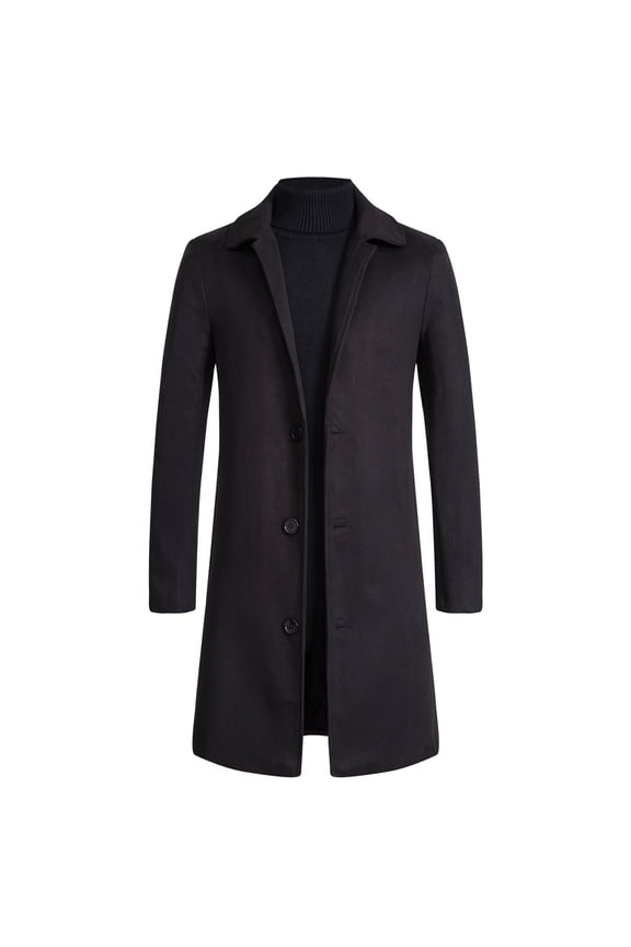 New Mens Korean Casual Coats Jacket Men'S Trench Coat Casual Single Solid Button Long Over Turn-Down Collar Long Woollen Pocket Over Streetwear Jacket