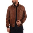 thumbnail image 1 of New Mens Leather Brown Jacket Slim Fit Biker Motorcycle Genuine Leather Coat A366, 1 of 4