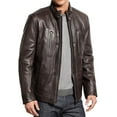 thumbnail image 1 of New Mens Leather Brown Jacket Slim Fit Biker Motorcycle Genuine Leather Coat A552, 1 of 3