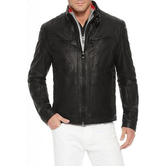 New Mens Leather Jacket Slim Fit Biker Motorcycle Genuine Black Leather Coat A357