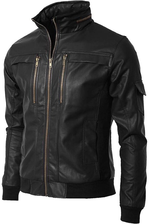 New Mens Leather Jacket Slim Fit Biker Motorcycle Genuine Black Leather Coat A862